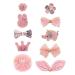 Baby Girls Nylon Bow Flower Tiara Headbands for Newborn Toddlers 10 pcs Set 03 Pink