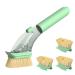 Kitchen Sink Cleaning Brush - Automatic Filling Decontamination Sisal Pot Brush | Long Handle Sisal Pot Brush for Sink Cleaning Pans Foccar Green Handle + 4 high matching heads