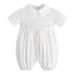 Baptism Outfits for Boys White Onesies Baby Boy Romper Linen Summer Fall Winter Christening Church Onesie Newborn Coming Home Jumpsuit 0-18 Months 9-12 Months White-228
