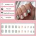 24Pcs Short Square Green Gradient Leaves False Nails - Elegant French Tips Press on Nails for Women - Reusable Stick on Nails - Nail Art Accessories - Buy Online on GoSupps.com
