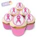 24 Fabulous Edible Wafer Cake Toppers: Breast Cancer Ribbons