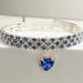 Rayminsino Elastic Adjustable Pet Collar with German Pendant & Crystal Necklace - Peach Heart Design for Kittens & Dogs - Buy Online on GoSupps.com