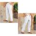 Gafeng Men's Linen Pants - Casual Summer Elastic Waist Drawstring Trousers with Pockets - Buy Online on GoSupps.com