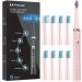 Sonic electric toothbrush sound toothbrush - Phylian H7 electric sound toothbrush Schall Electric Toothbrush with 8 replacement brushes 5 cleaning modes timer charging 3 hours lasts 120 days (pink)