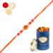 Ghasitaram Gifts Rakhis Online for Brother- 6074 Rakhi Thread with 100 GMS of Dryfruits Mix Can Rakhi Set with 100 gms of Dryfruits Mix Can