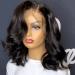 Short Bob Ocean Wave Body Wave 13x4 HD Lace Front Wig - Brazilian Remy Human Hair, Pre Plucked, Natural Black, 12 Inch - 150% Density - Buy Online on GoSupps.com