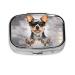 Pill Box Pill Case 2 Compartment Chihuahua Dog Glasses Print Cute Square Pill Organizer Portable Travel Medicine Organizer Stores for Purse Pocket