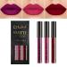 evpct DNM 3Pcs Red Matte Liquid Lipstick Sets for Black Women Lip Stain Matte Long Lasting Lipstick Waterproof Dark red Purple Rose pink Lipstick Lip Stick Gloss Packs labial mate larga duracion 24 0.21 Fl Oz (Pack of 3)...