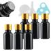 Tianzd 6 piece of empty small 20 ml gloss black glass bottles with sealed stopper gold aluminum screw cap glass bottle flasher oil fragrance perfume massage aromatherapy gold 20ml