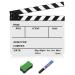 Flexzion Director Clapboard Film Movie Clapper Board Acrylic Plastic Dry Erase Stadio Camera TV Video Cut Action Scene Slate Board 10x12" with Black/White Sticks