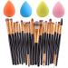 SourceTon Makeup Sponges with 20 Makeup Brushes Set 4 Colors Foundation Sponges and Professional Eyeshadow Brush Set
