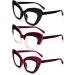 REAVEE 3 Pack Oversized Reading Glasses for Women - Blue Light Blocking Stylish Large Frame Computer Readers | Black Red Flower Design - Perfect for Comfort & Style - Buy Online on GoSupps.com