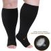 Toeless Compression Socks for Women & Men | 20-30 mmHg Wide Calf Support | Plus Size Knee High Medical Socks | Open Toe | Black 7XL - Buy Online on GoSupps.com