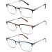 3 Pack Fashion Metal Full Frame Reading Glasses for Men Mens Computer Readers with Comfort Spring Hinges Anti Glare Uv Ray Filter Eyeglasses (+2.75 Strength) 3 Pack(black/Brown/Blue) 2.75x