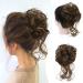 LE SECRET 1Pcs Messy Bun Hair Piece Synthetic Curly Wavy Messy Hair Bun Scrunchies for Women Girls Tousled Updo with Tendrils Hair Bun Extensions Daily Wear(Brown Mix Natural Blonde) Curly Messy Bun Hair Brown Mix Natura...