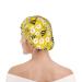 Cute Bee and Flowers Pattern Shower Cap for Women - Reusable Long Hair Cap with Elastic Band - Double Layer Bathing Hat for Adults and Kids - Buy Online on GoSupps.com