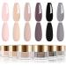Lavender Violets 14g x 6 Colors Dip Powder French Nail Art Light Pink Coffee Nude Grey Black All Season Warm Colour Manicure Dipping Nail Powder Large Capacity DIY Salon Design J210 Nude Pink Coffee
