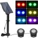 Natpow solar pond lighting RGB underwater pond light Landscape headlight pond lights diving spotlights with IP68 waterproof color change garden lighting for garden patio tree (2 in 1) 2h-RGB