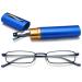 Vevesmundo metal reading glasses mini compact light spring hinge narrow classic reading aid glasses with metal etui 1 piece of blue blue light filter reading glasses 1.5 x