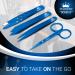 Precision Stainless Steel Grooming Set - Professional Luxury Tweezers & Nail Scissor in Titanium Blue - Ideal for Ingrown Hair, Eyebrows, Nose, Facial Hairs, Splinters - Buy Online on GoSupps.com