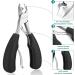Professional Toe Nail Clippers for Thick Nails - Heavy Duty Toenail Scissors with Nail File & Hook - Sharp Curved Blades - Wide Jaw Opening - Soft Handles in Black & Silver - Buy Online on GoSupps.com