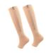 1 pair of zipper compression stockings made of nylon material soft breathable elastic open toe compression stockings for everyday life L-XL skin color