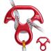 30KN Rescue Figure, 8 Descender Large Bent-Ear Belaying and Rappelling Gear Belay Device Climbing for Rock Climbing Peak Rescue Aluminum-Magnesium Alloy Red
