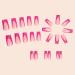MISUD Hot Pink French Tip Press On Nails - Long Square Acrylic Glue On Nails 24 pcs Summer Flower Design Glossy Squoval Fake Nails - Buy Online on GoSupps.com