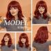 OUFEI Red Bob Wig with Bangs for Women Short Wavy Natural Synthetic Hair Heat Resistant Wigs Cosplay Daily Party Use Red(8134-1) - Buy Online on GoSupps.com