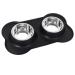 Dog Bowls Set Stainless Steel Double Dog Bowl with No-Spill No-Skid Silicone Mat, Pet Food and Water Bowls Feeder Bowls Puppy Bowl Dog Dishes for Small Medium Dogs Cats Black