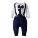 Haokaini Baby Boy First Birthday Clothes Boy Bow Tie Romper Bodysuit Cake Smash Outfits Navy Blue 3-9 Months