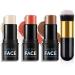 Kit de Contour Visage 3 Pi ces - Stick Contour Cr me Bronzant Highlighter et Blush - Sculpture des Joues Longue Tenue - Maquillage Professionnel Set C