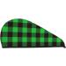 Buffalo Plaid Green Black Microfiber Hair Towel | Super Absorbent Coral Velvet Wrap for Long Curly & Thick Hair - Quick Dry Cap for Women - Buy Online on GoSupps.com