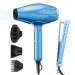 Professional Hair Dryer Diffuser Hair Dryer with Concentrator/Comb for Women Blow Dryer Flat Iron Set Flat Iron Hair Straightener Straight Curl 2 in 1 Fast Styling No Frizz All Hair
