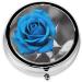 Blue Rose Printed Mini Round Pill Box | 3 Compartment Travel Organizer | Portable Medicine Case for Home & Office - Buy Online on GoSupps.com
