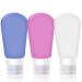 Silicone travel bottle set with leak-proof cap ONE set of 3 pieces/Colors: Blue White and Pink/Airplane portable