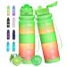 Expansea water bottle 500ml/1l sports water bottle with time marker motivating fitness plastic beverage bottle tritan bpa free flip top leakproof design for running cycling 500ml/17oz GreenorsePink