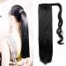 Ponytail Hair Extension 26inch Long Straight Hairpiece One Piece Clip in on Pony Tail Synthetic (Jet Black) 26 Inch Jet Black
