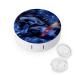 Black Horse Round Contact Lens Case Print Portable Contact Lens Box Kit with Mirror Cute