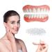Fake Teeth, 2 PCS Dentures Teeth for Upper and Lower Jaw, Nature and Comfortable, Protect Your Teeth and Regain Confident Smile (YT1) White