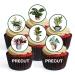 PRECUT Plants Edible Cupcake Toppers - Crazy Plant Lady Theme Premium Thickness SWEETENED VANILLA - wafer card disc cake decorations (Pack of 12)