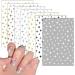 7 Sheets Stars Nail Art Stickers Decals  Nail Supplies 3D Self-Adhesive Nail Decals Metallic Stars Shiny Glitter Gold Silver White Nail Designs Stickers for Acrylic Nails Art Decoration Accessories