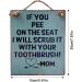 Funny Wooden Wall Sign for Bathroom - If You Pee on the Seat I Scrub it with Your Toothbrush! - Geruwam Blue Art Decor - Buy Online on GoSupps.com