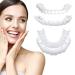 1 pair of fake teeth false teeth veneers cosmetic tooth cover at the top and bottom temporary teeth prosthesis lighten teeth for women and men with tweezers