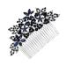 MUSISALY Dark Blue Hair Comb Bridal Hair Comb Wedding Hair Comb Flower Girl Headpiece Bride Hairpiece Wedding Hair Accessories for Brides Rhinestone Headpiece Floral Hair Comb