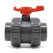VIALIA PVC Kugelhahn with double union buffe 63mm shut-off tap on both sides with adhesive muffles for gluing and screwing with PVC pipes for pool and pond construction aquaristics 63 mm