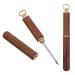 Ear Earwax Removal Portable Ear Cleaner Earwax Spoon Stainless Steel with Ring (Wood Color)