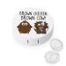 Cute Brown Chicken Brown Cow Round Case For Contact Lens Kit Storage Box with Mirror Printed