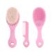 Mocarheri 3 Pieces Baby Hair Brush and Comb Set for Newborns & Toddlers- Soft Goat Bristle Hair Brush Silicone Bath Brush and Baby Comb for Infant Kids (Pink)