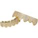 Hip Hop Teeth Grillz Iced Out Zircon Vampire Grills Top Bottom Grill Set for Men Women Gold lower teeth - Buy Online on GoSupps.com